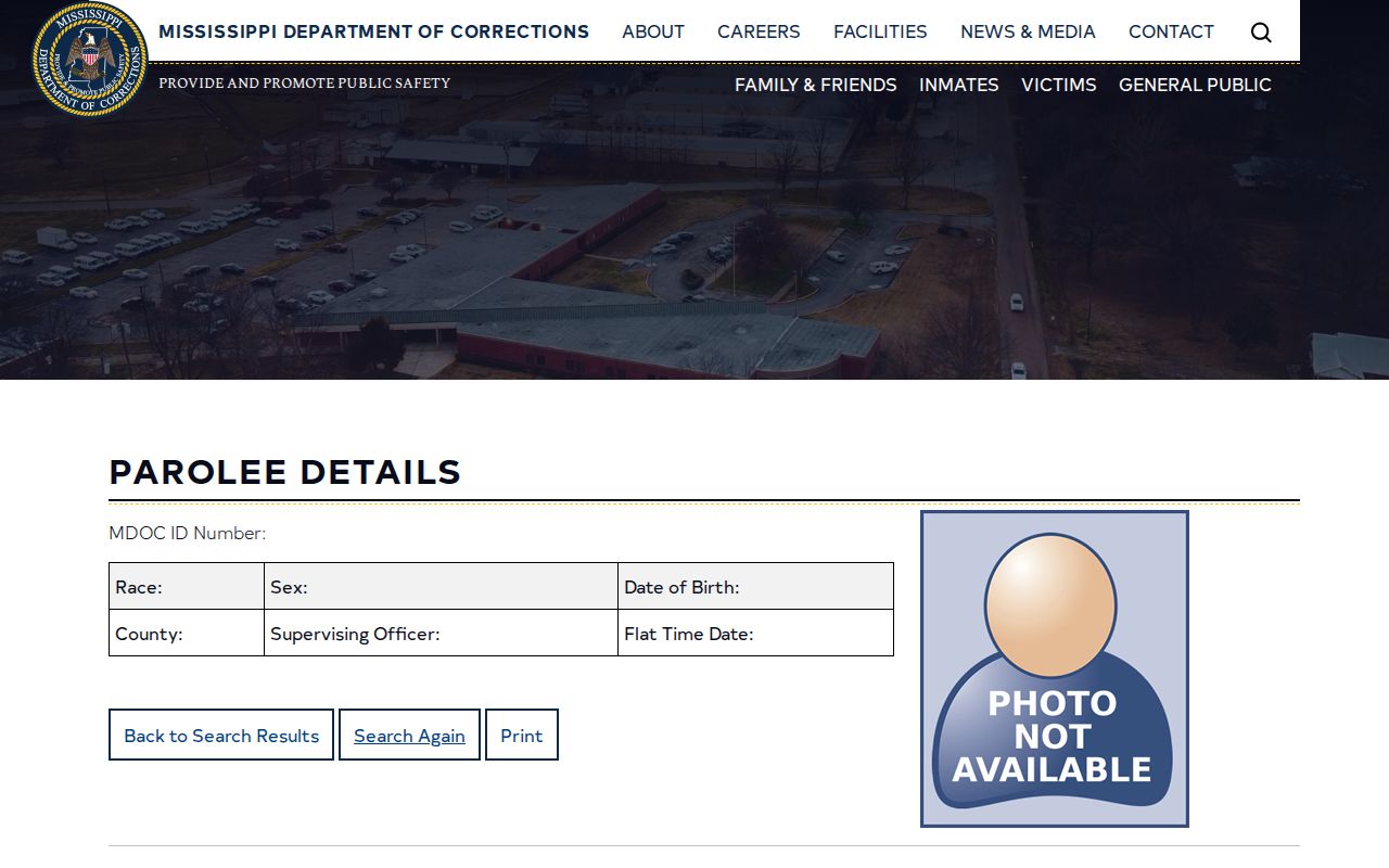 Noxubee County parole record supervising officer fields