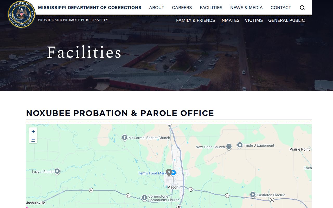 Noxubee County probation and parole office contact