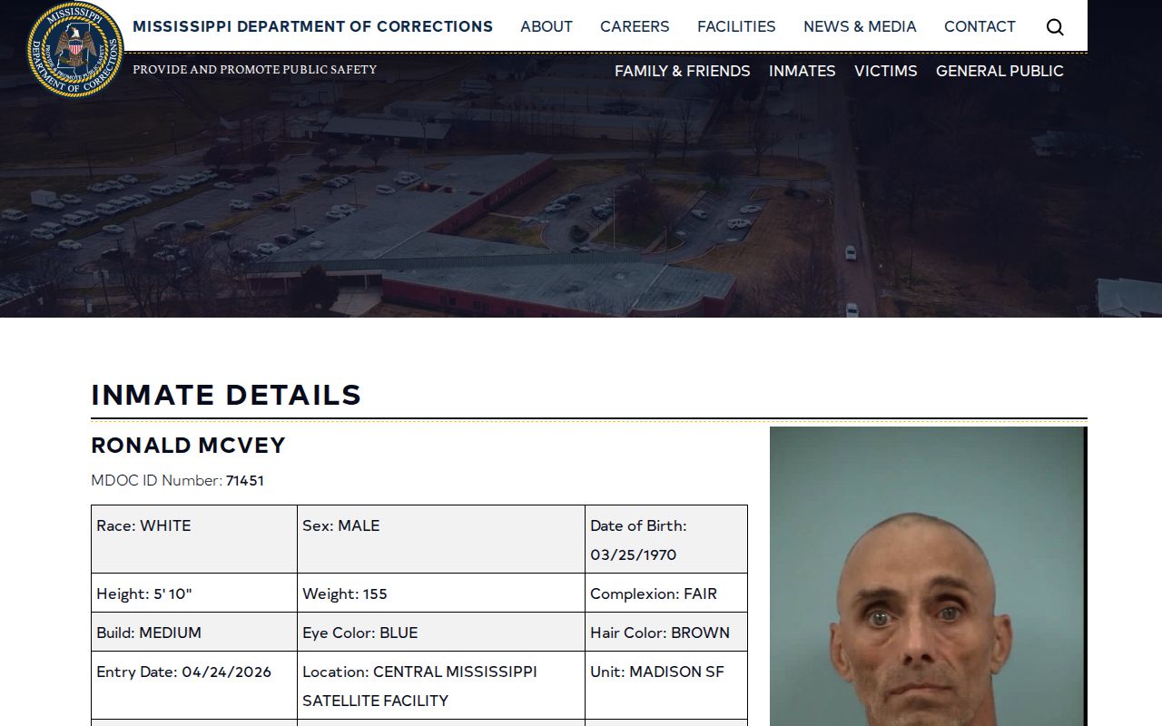 MDOC record fields for Noxubee County Community Work Center release search